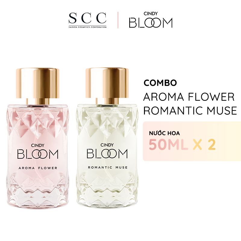 Combo Nước hoa cho nữ Cindy Bloom Aroma Flower ngọt ngào nữ tính + Romantic Muse quyến rũ lãng mạn 50ml/chai chính hãng