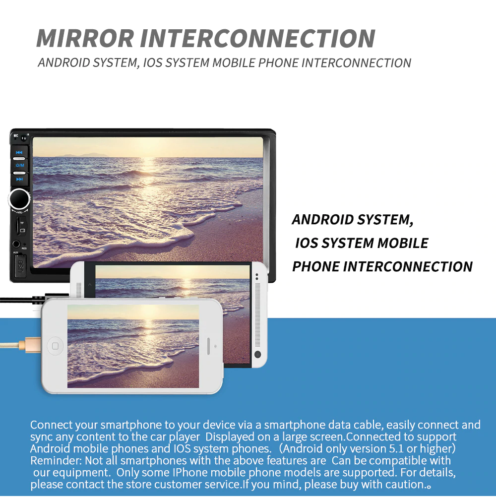 ROGTZ Màn Hình LCD 7 inch Phát Nhạc MP5 Cảm Ứng Bluetooth 7018B Tặng Kèm Camera Lùi Cao Cấp - Hàng Nhập Khẩu
