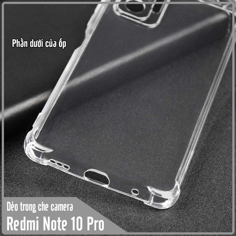 Ốp lưng 4 góc chống sốc cho Xiaomi Redmi Note 10 Pro 4G TPU Trong Suốt Che Camera