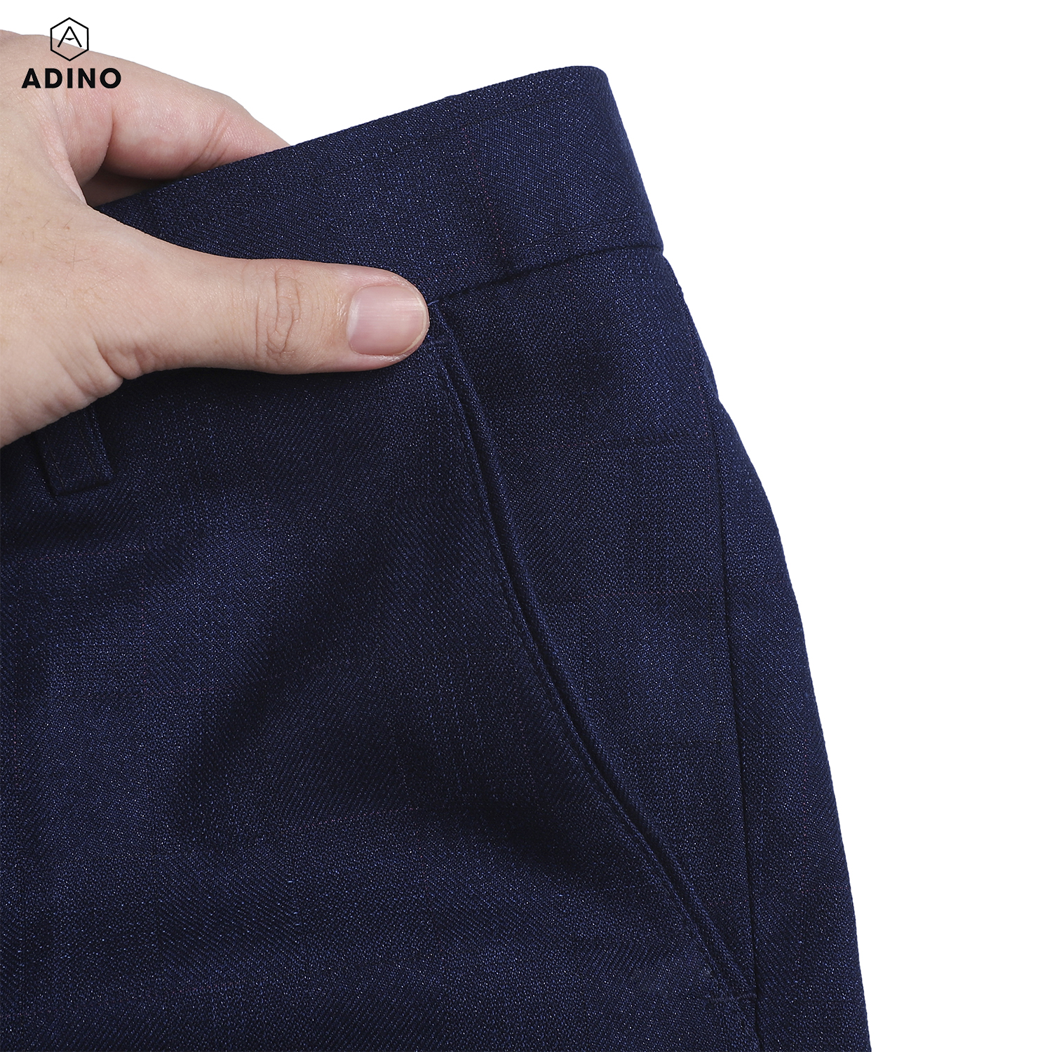 Quần âu công sở nam màu xanh than kẻ ô ADINO vải cotton không bai xù dáng slimfit trẻ trung QA94