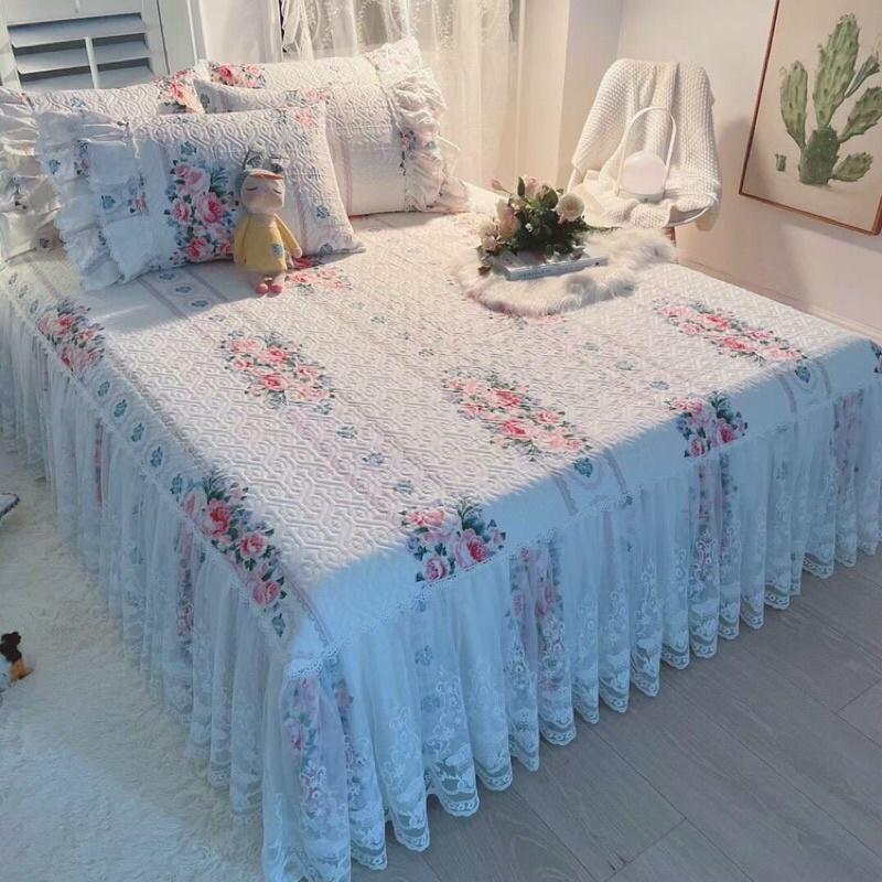 Bộ ga gối trần bông rèm phủ điệu đà 1m8x2m 3 món