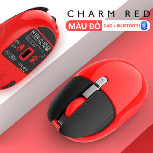 Chuột không dây M106 kết nối bằng Bluetooth và chip 2.4G siêu tiết kiệm pin, màu sắc cá tính thiết kế nhỏ gọn - Hàng Chính Hãng