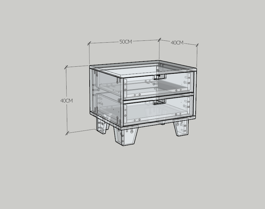 HAPPY FURNITURE , ALVA - Táp đầu giường 2 ngăn kéo , THK_226 , 50cm x 40cm x 40cm DxRxC