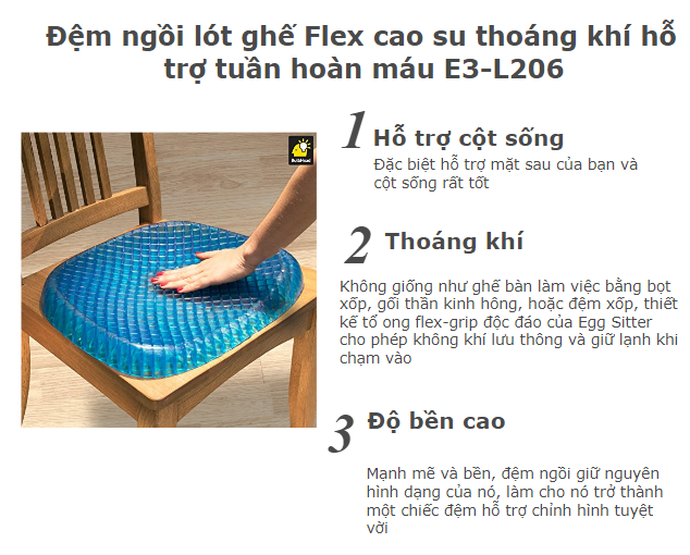 ĐỆM NGỒI LÓT GHẾ CAO SU CAO CẤP {giúp hỗ trợ tuần hoàn máu, giảm đau lưng , mỏi người } -HÀNG CHÍNH HÃNG MODTADA