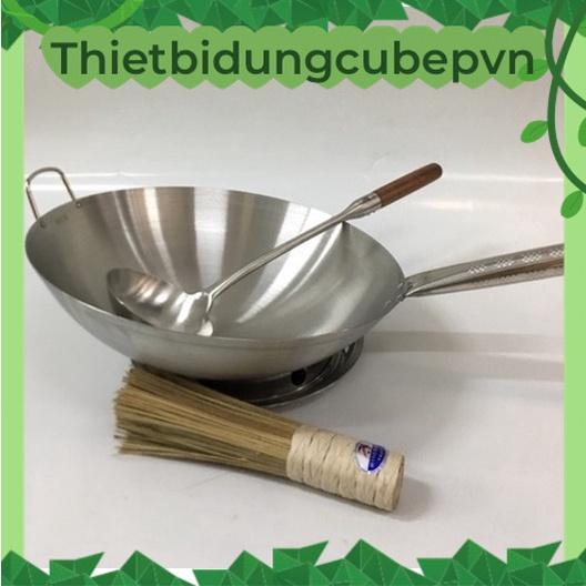 Chảo Thép Chống dính tay Cầm Inox Loại Màu Trắng Size 28cm