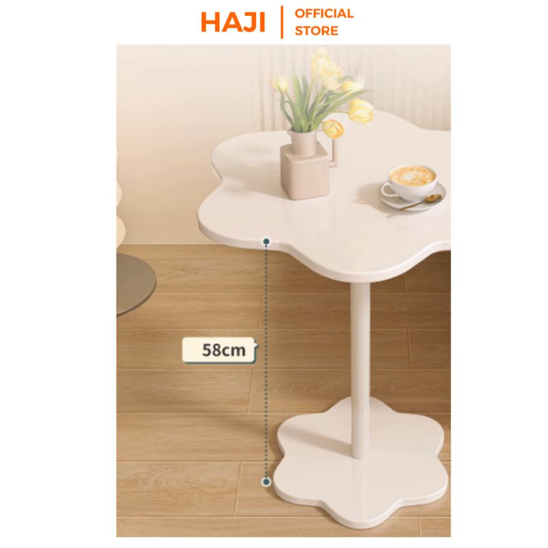 Bàn trà bàn cafe hình bông hoa dễ thương decor phòng, khung thép mặt gỗ MDF thương hiệu HAJI - GM111