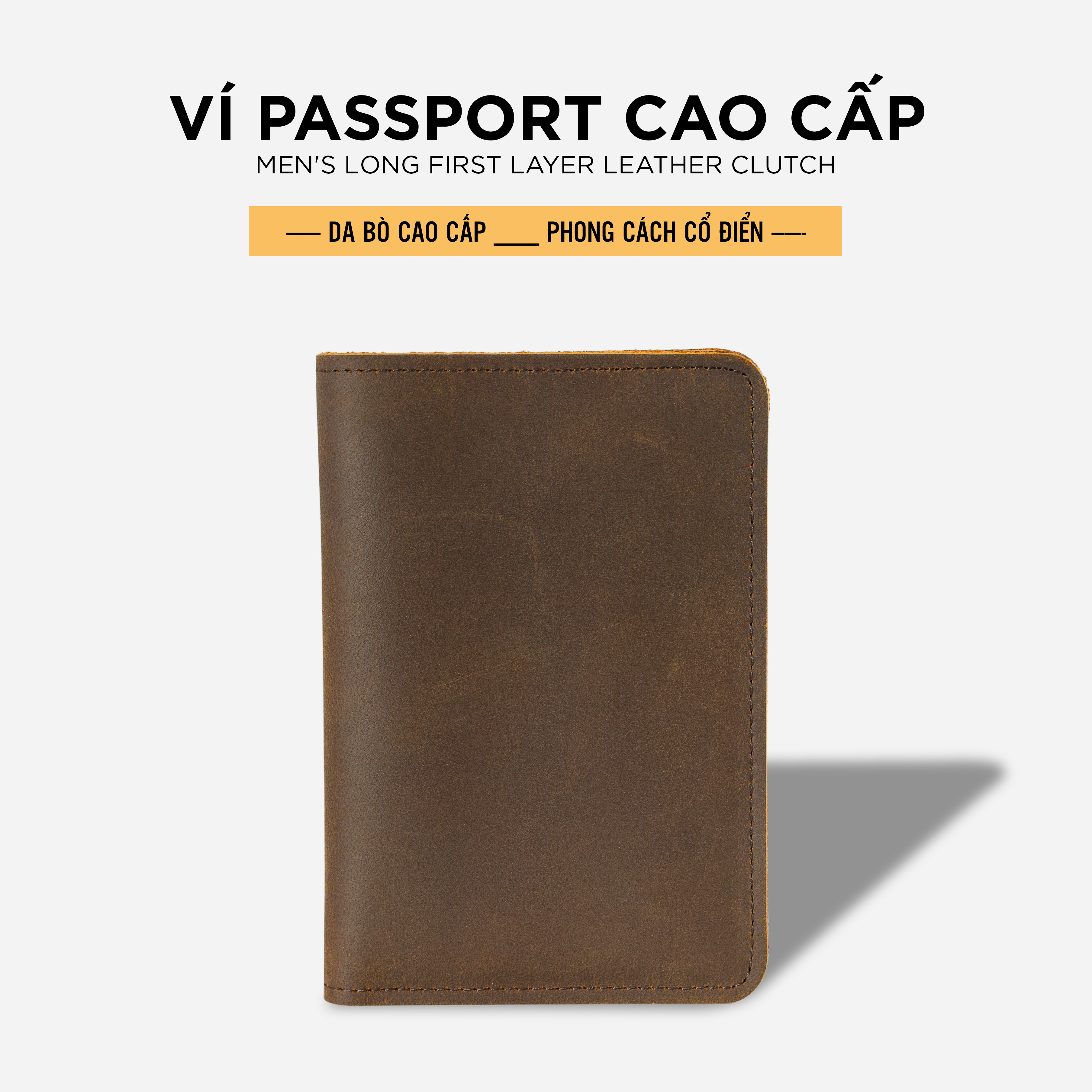 Ví đựng hộ chiếu da bò cao cấp VI0008 – Ví passport phong cách cổ điển