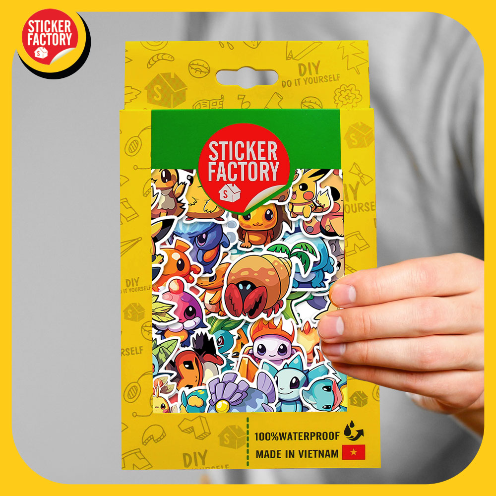 Pikamon Funny Animal - Set 100 sticker decal hình dán dễ thương - STICKER FACTORY