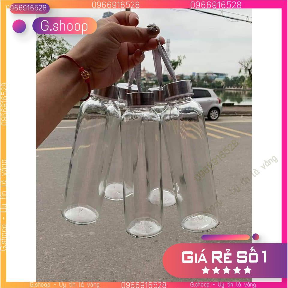 Bình nước thủy tinh 500ml, Chai Detox Có Dây Xách 500ml