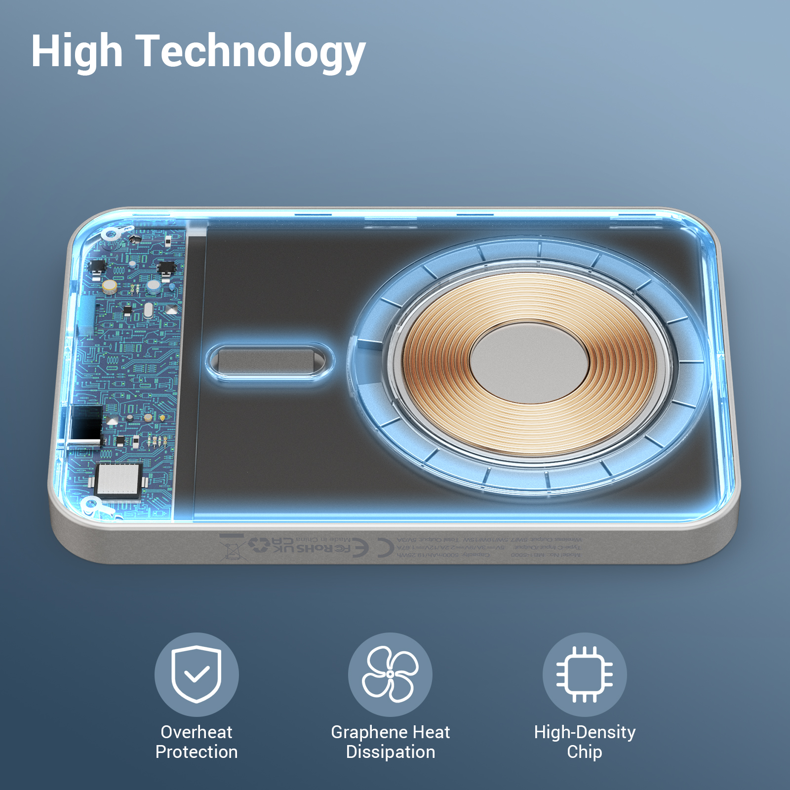 Pin sạc dự phòng không dây Hinovo MB1-10000 Magnetic Wireless 10.000mAh - Hàng Chính Hãng