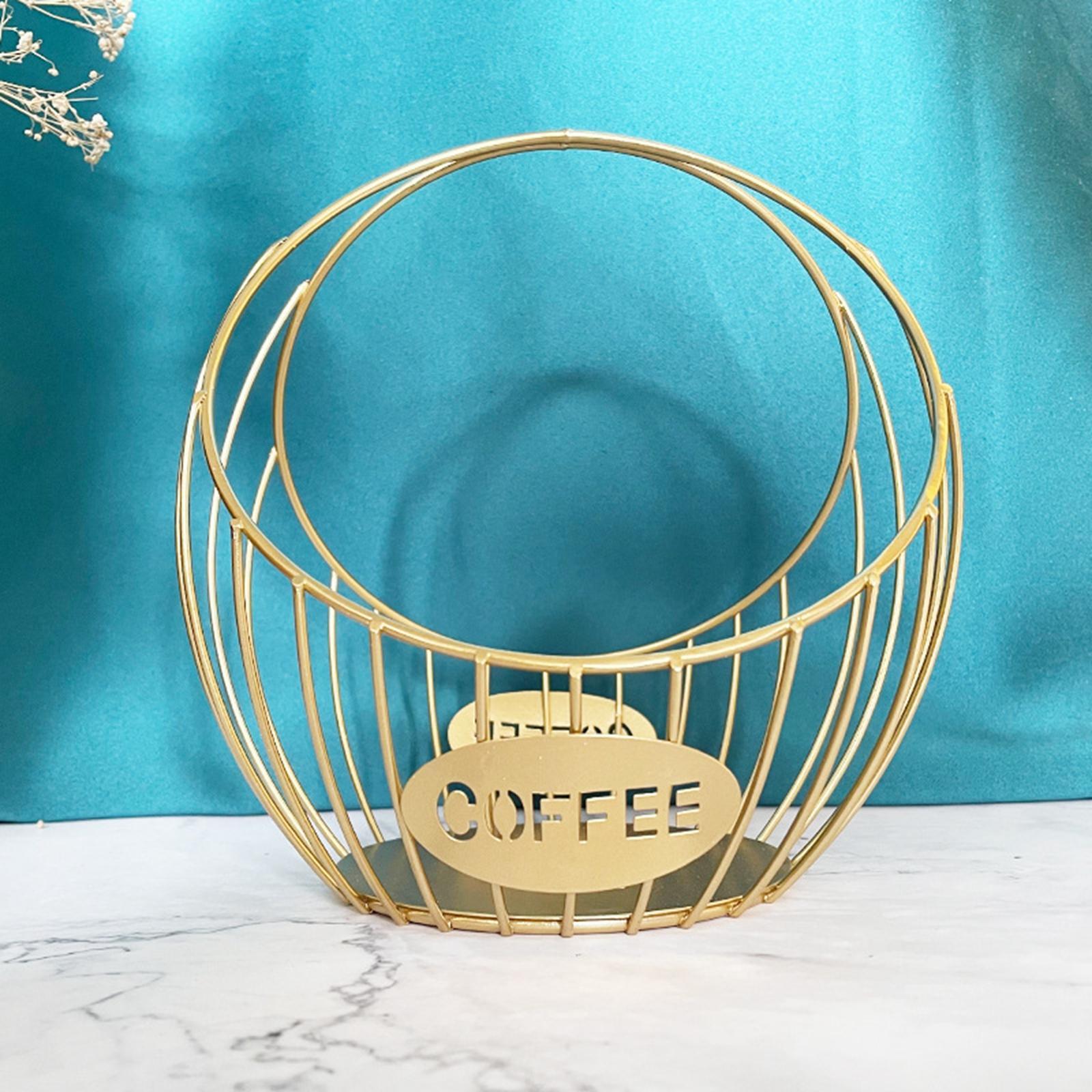 Coffee Pod Holder Organizer, cup holder Holder Storage Basket , Gold
