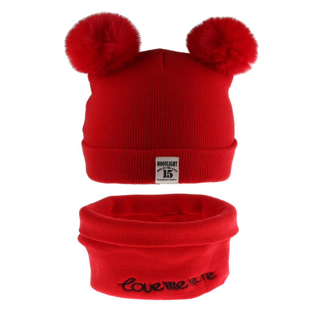 NEW Baby Toddler Hat Cap with Scarf Set Wool Warmer Winter / Faux Fur