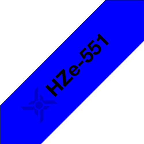Nhãn in tiêu chuẩn Hze-551, khổ rộng 24mm, chữ đen nền xanh dương, nhãn in đa lớp, chống trầy xước