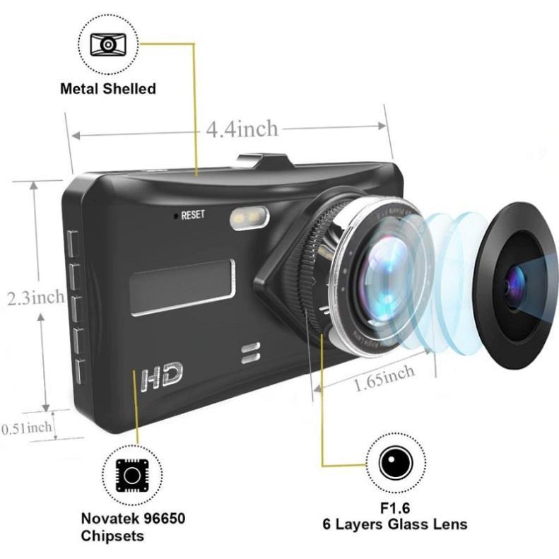 Camera Hành Trình Ô Tô, Kép Trước Sau Dual Lens BM60 Dành Cho Xe Hơi Hỗ Trợ full HD - Tích hợp màn hình cảm ứng