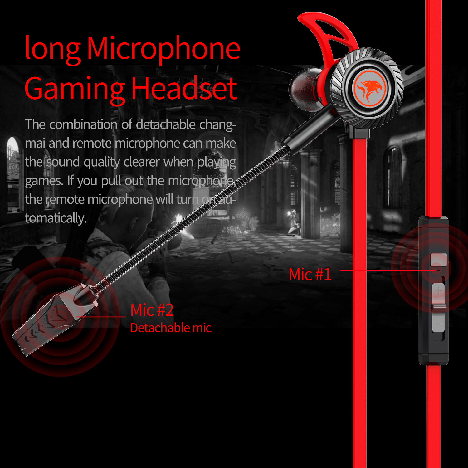 Tai Nghe Gaming Có Mic Rời xMOWI RX1 - Nâng Cấp Dây Dẹt Chống Rối - Super Bass - Dual Mic - Hàng Chính Hãng