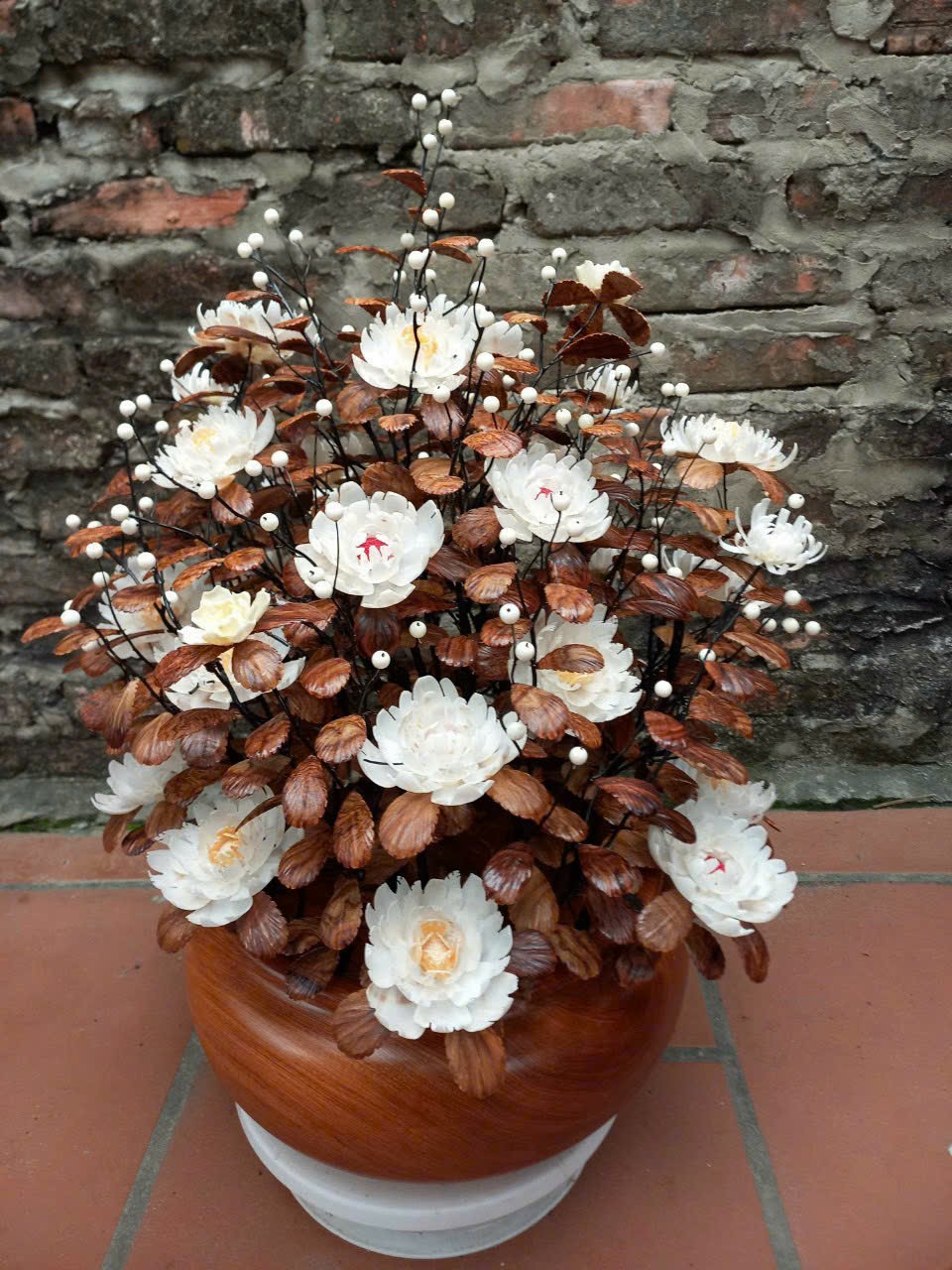 Bình hoa gỗ phong thủy trang trí phòng khách bình  kt cao 60×52×48cm