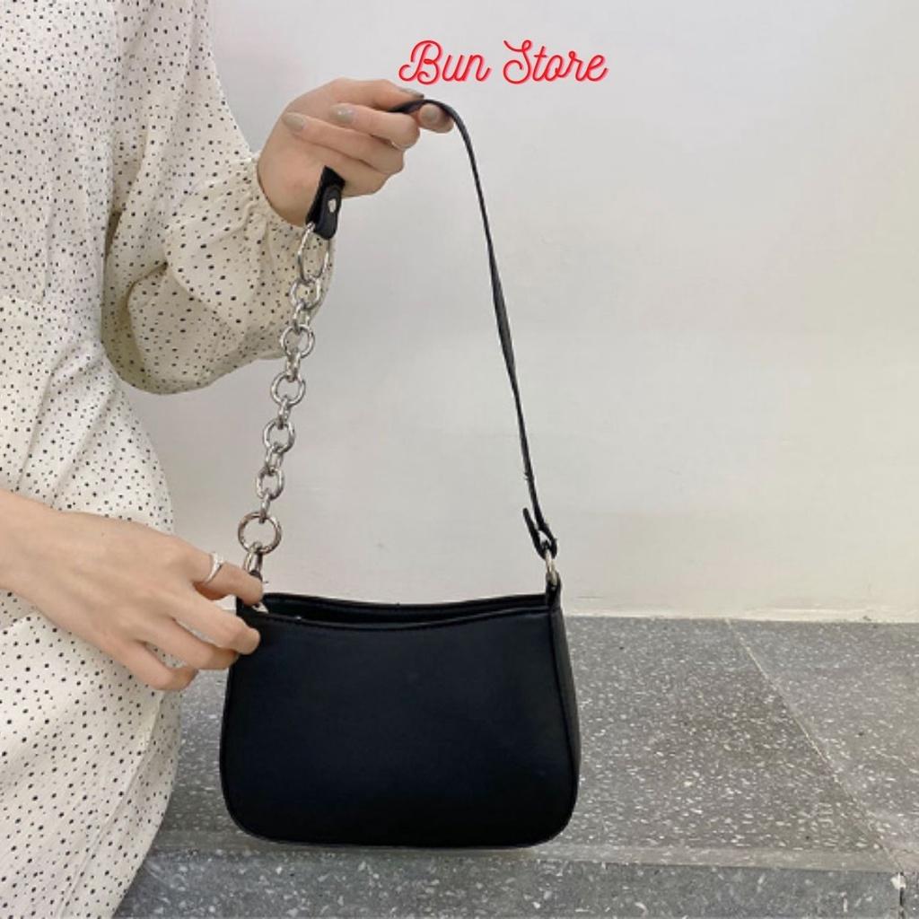Túi kẹp nách nữ da mềm trơn Túi Xách nữ đeo vai xách tay - Mẫu mới nhất Màu đen và Trắng