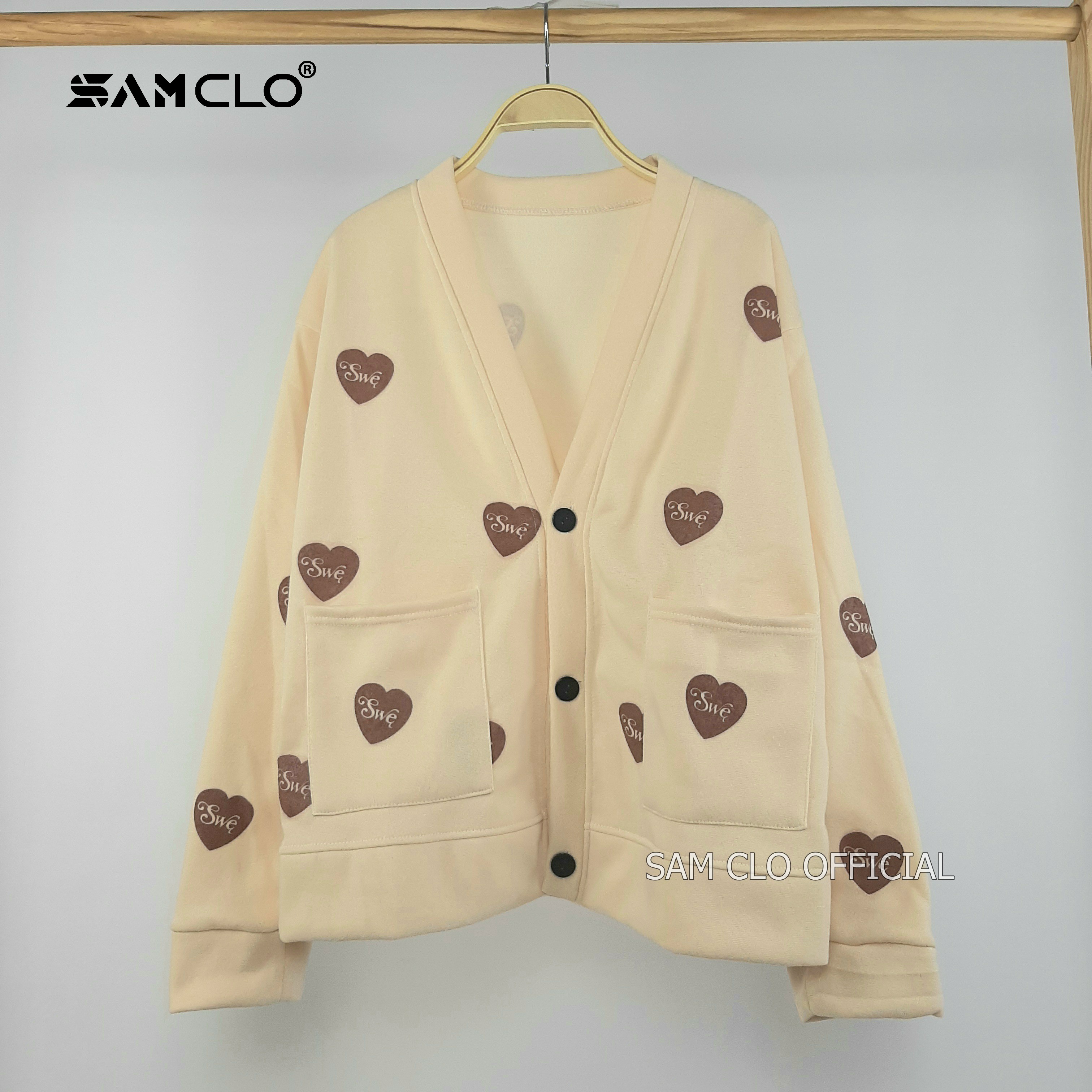 Áo khoác CARDIGAN nữ SAM CLO ulzzang - Áo khoác nỉ nữ freesize dáng unisex in hình TRÁI TIM SWE