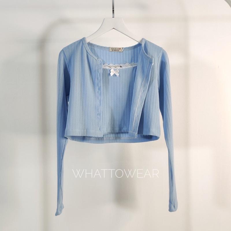 Áo cardigan croptop thun hàng nút & combo 2 áo - by Whattowear