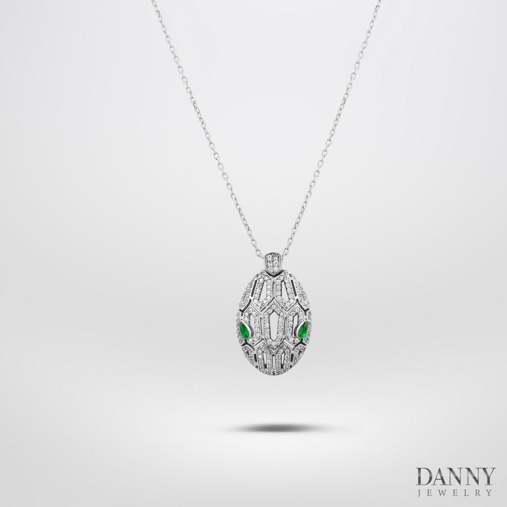 Dây Chuyền Có Mặt Danny Jewelry Bạc 925 Xi Rhodium Biểu Tượng Đầu Rắn Đính Đá CZ &amp; Zircon DM001TNK