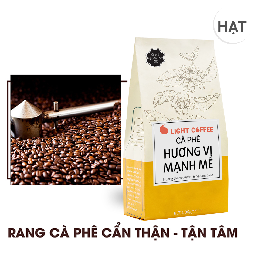 Cà Phê Hạt Rang Nguyên Chất 100% Light Coffee Hương Vị Mạnh Mẽ (500g)
