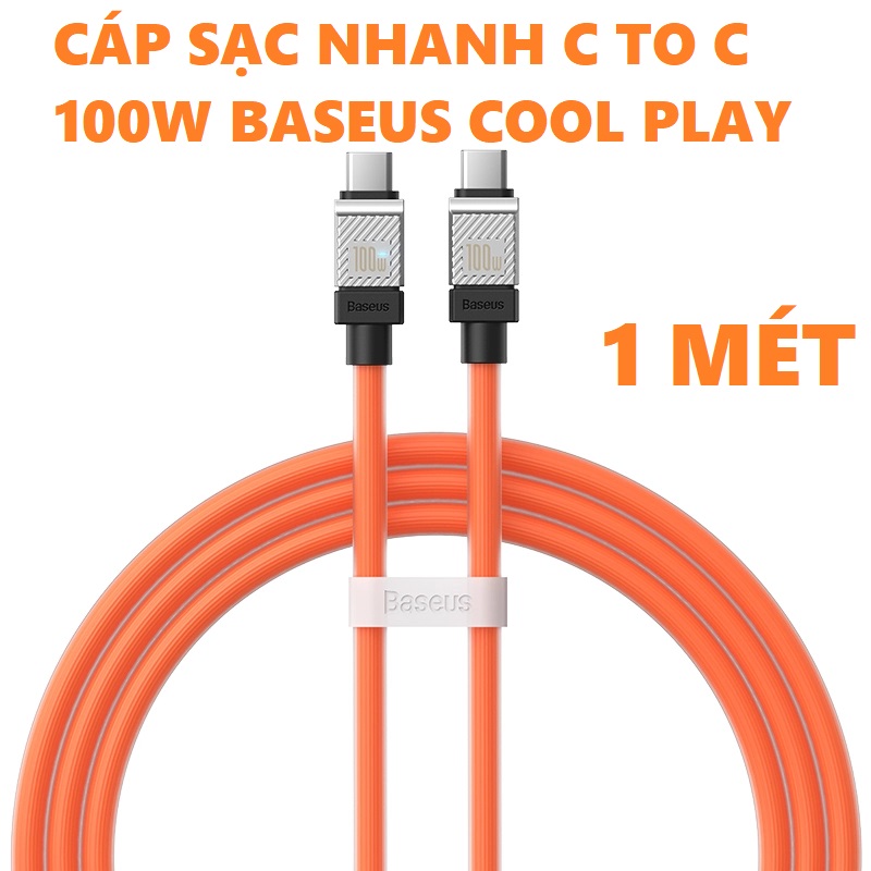 Dây sạc C to C 100W nhựaTPE dẻo dễ lau cho laptop macbook máy tính bảng điện thoại Baseus Cool Play Series _ hàng chính hãng