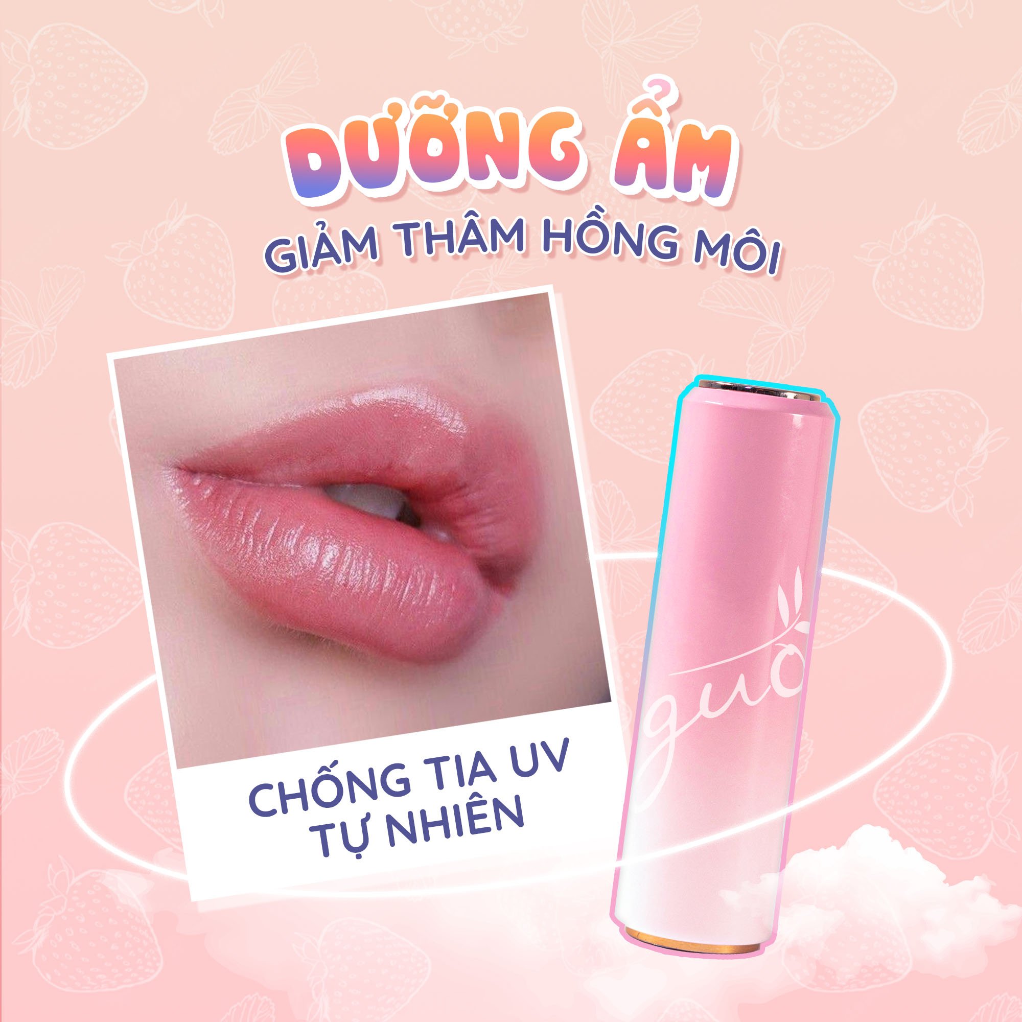 Son Dưỡng Hồng Dâu Mờ Thâm Hồng Môi An Toàn Cho Mẹ Bầu GUO 5gr - [0% chì - 0% Silicones