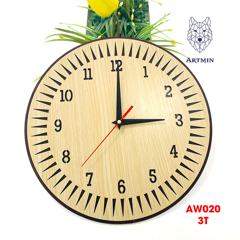 AW020 - Đồng Hồ Gỗ Treo Tường – Décor Trang Trí Hoa Hướng Dương