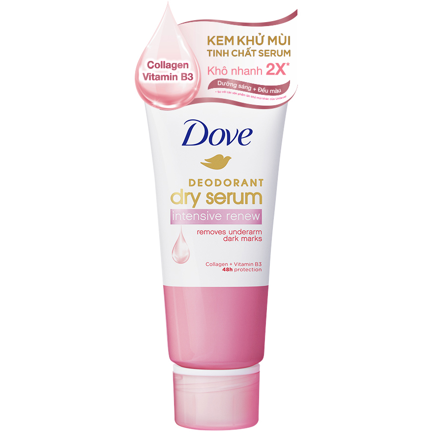 Kem khử mùi Dove tinh chất serum dành cho nữ với Collagen &amp; Vitamin B3 dưỡng da sáng mịn &amp; đều màu, 40ml