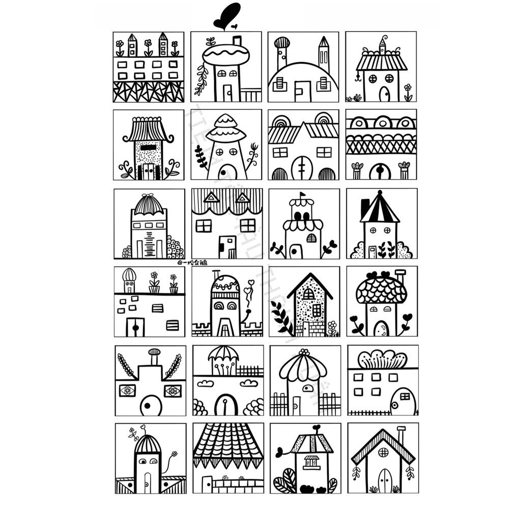 [TX10] Set 12 Tờ Tranh Tô Màu Hình Vui Nhộn Cute Cho Bé Kích Thước A5 Dành Cho Màu Sáp, Màu Chì