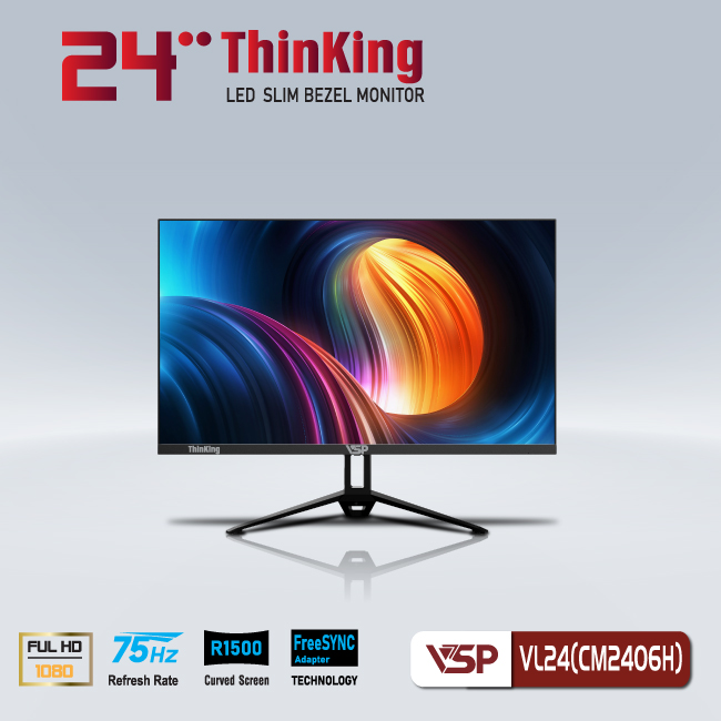 Màn hình Cong 24inch VSP VL24 CM2406H (Cong 23.6&quot; VA FHD 75Hz, HDMI+VGA) - Hàng chính hãng TECH VISION phân phối