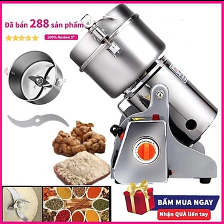 Máy xay bột ngũ cốc dinh dưỡng loại 800g mạnh mẽ tiện dụng nắp gài (inox bạc)