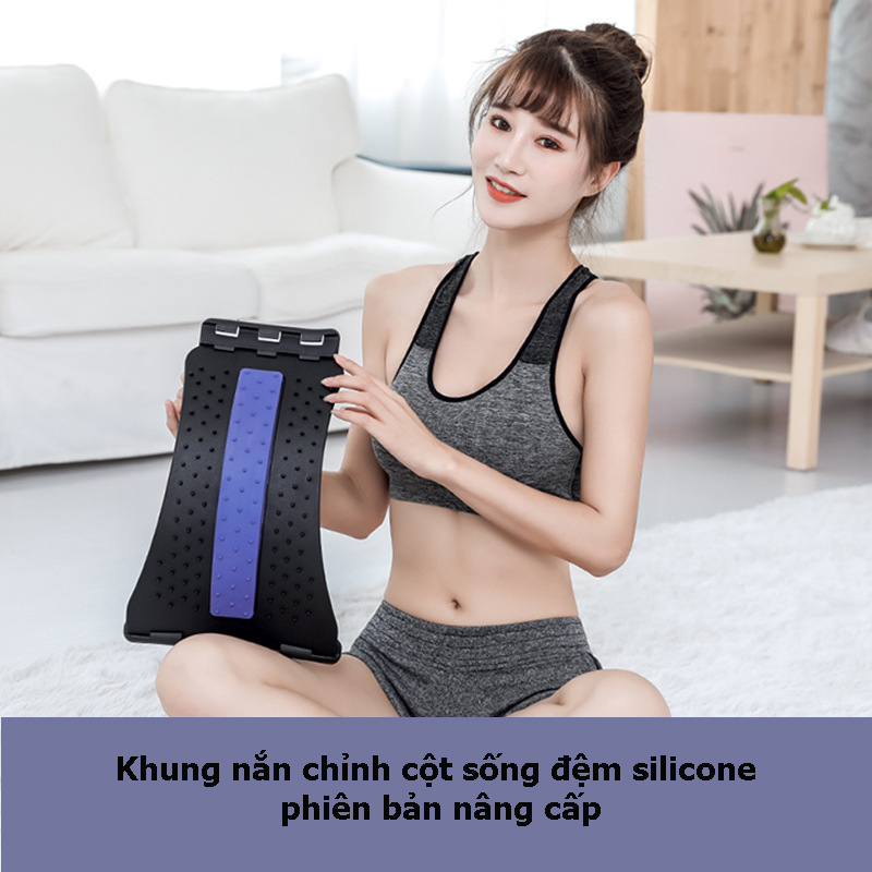 Khung Nắn Chỉnh Cột Sống Lưng, Eo - Phiên Bản Nâng Cấp Đặc Biệt Với Các Chấm Từ Trường - Châm Cứu, Trị Liệu, Giảm Đau Hiệu Quả - Đệm Lưng Bằng Silicone Cao Cấp, Êm Ái - Bảo Vệ Vùng Cột Sống Lưng - Hàng Cao Cấp - Giao Màu Ngẫu Nhiên