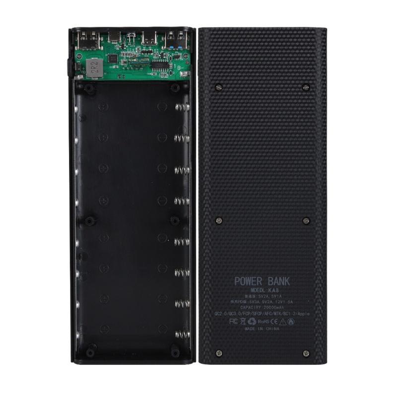 Vỏ pin sạc dự phòng QC3.0 USB màn hình LCD 8x18650 có thể tháo rời tùy chọn màu sắc