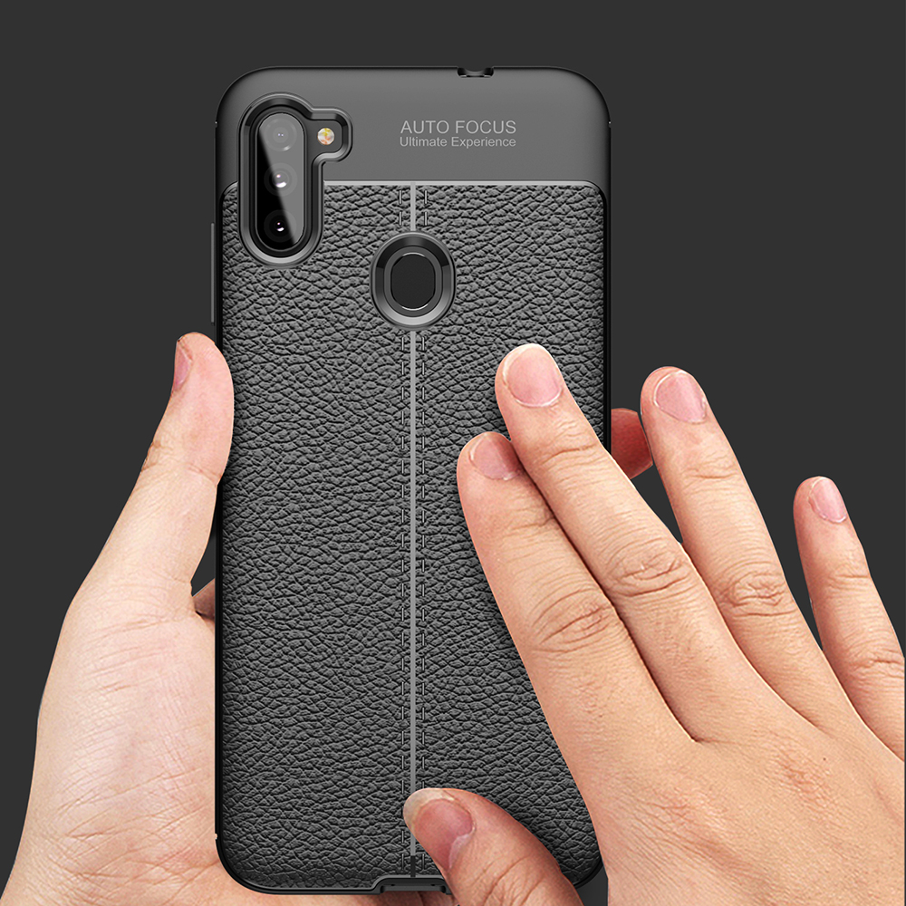 Ốp lưng silicon dẻo giả da Auto Focus cao cấp dành cho Samsung Galaxy A11 - Hàng chính hãng