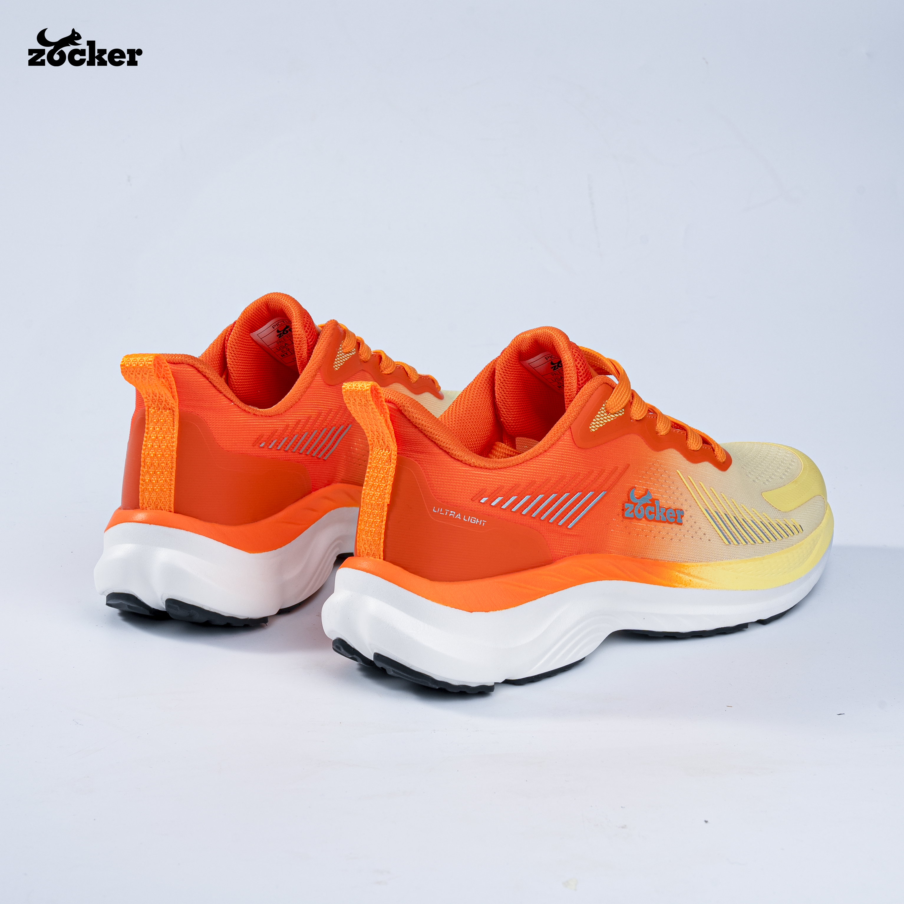 Giày chạy bộ Zocker ZCB ULTRA LIGHT Pale yellow/orange, Siêu Nhẹ, Siêu Bền, Siêu Nảy, Tặng Kèm Tất Dệt Kim Cao Cấp