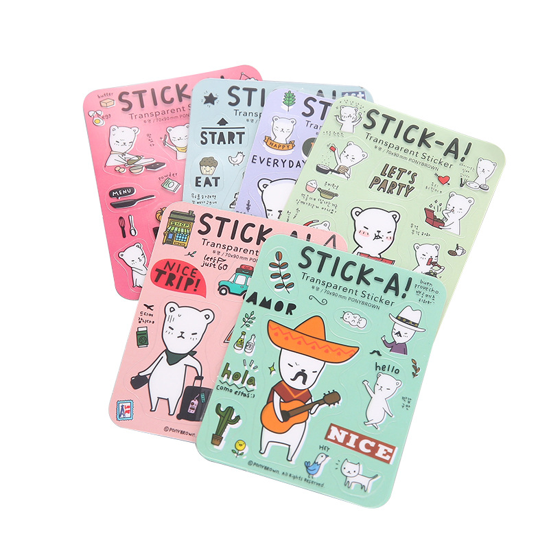 Bộ 7 tấm sticker trang trí gấu Stick-A