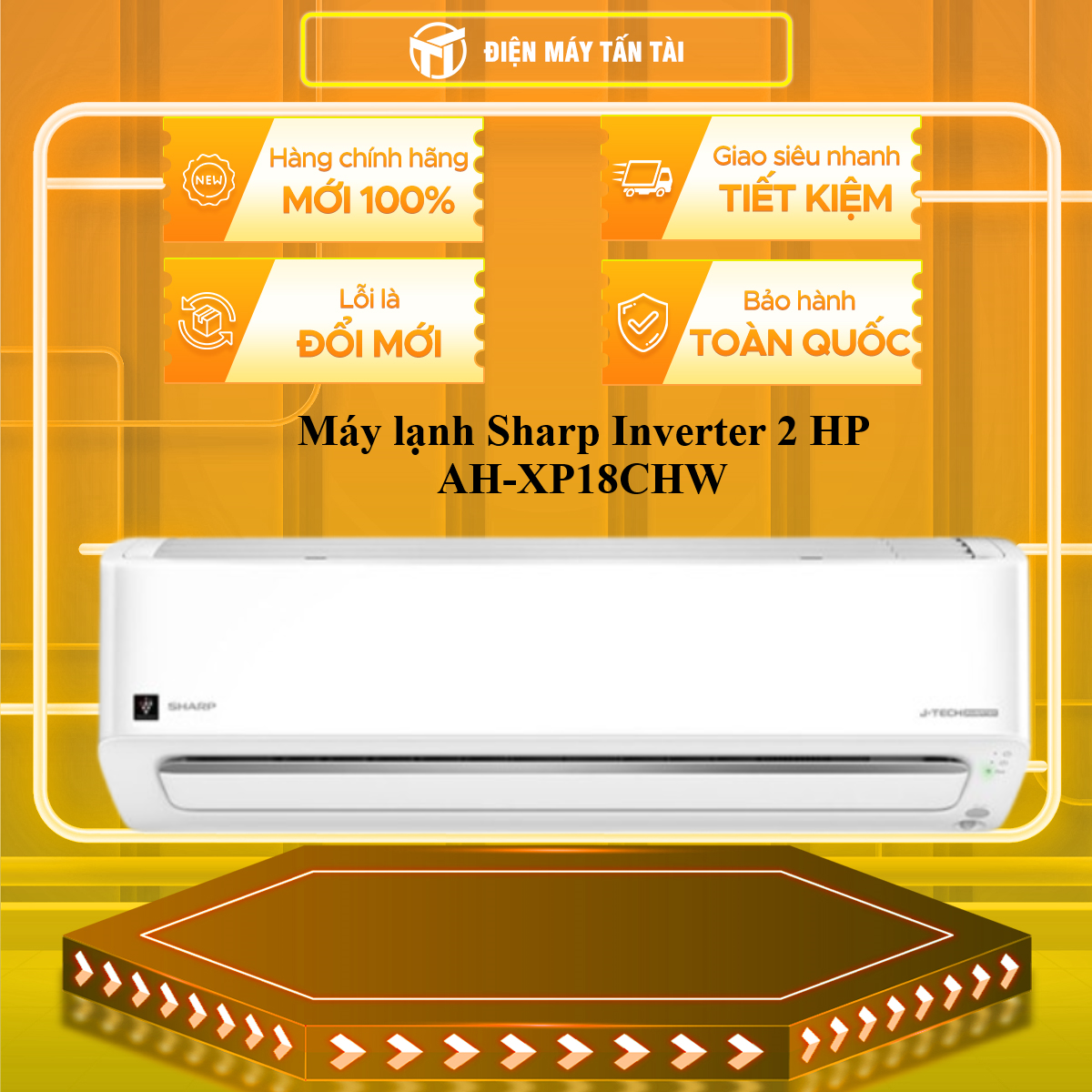 Máy lạnh Sharp Inverter 2 HP AH-XP18CHW - HÀNG CHÍNH HÃNG - CHỈ GIAO HCM