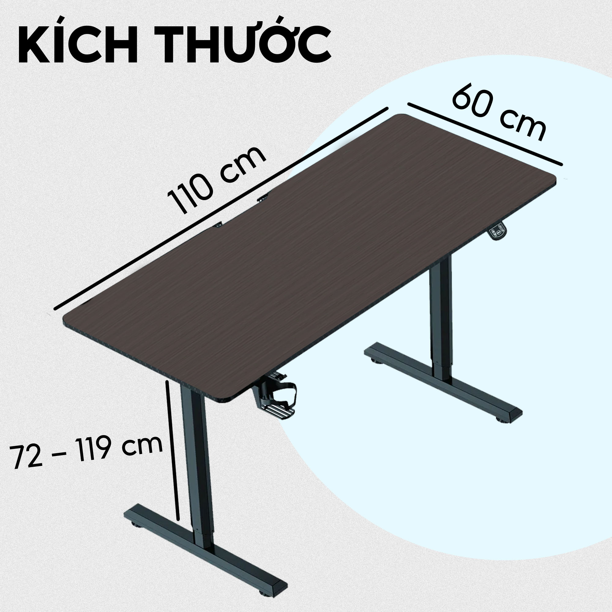 Bàn nâng hạ chiều cao thông minh iCockpit 1460 1675, tặng móc treo tai nghe, giá để ly nước
