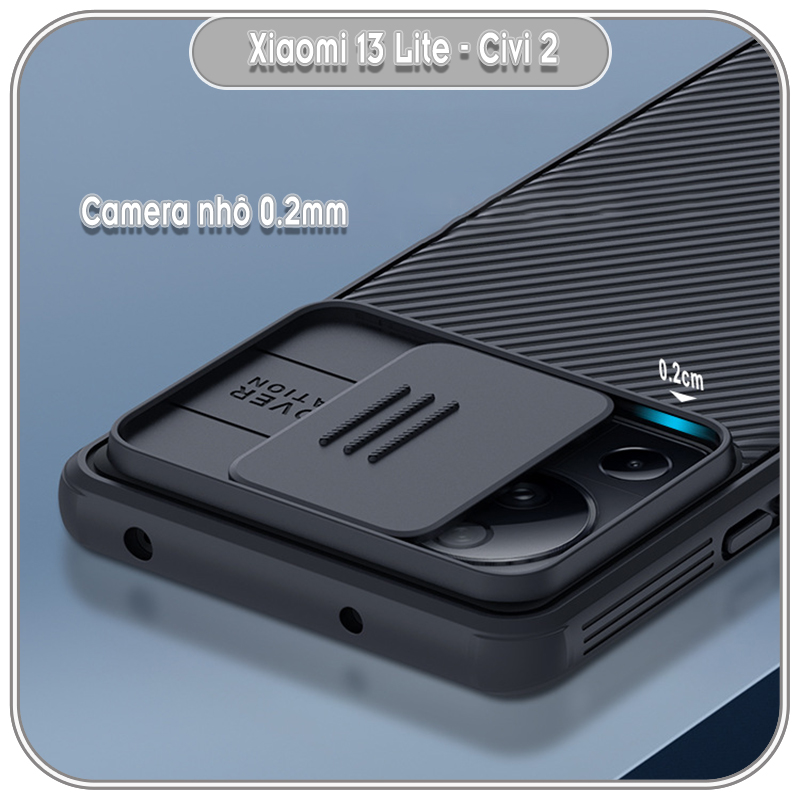 Ốp lưng cho Xiaomi 13 Lite Civi 2 Nillkin CamShield Pro che camera - Hàng Nhập Khẩu