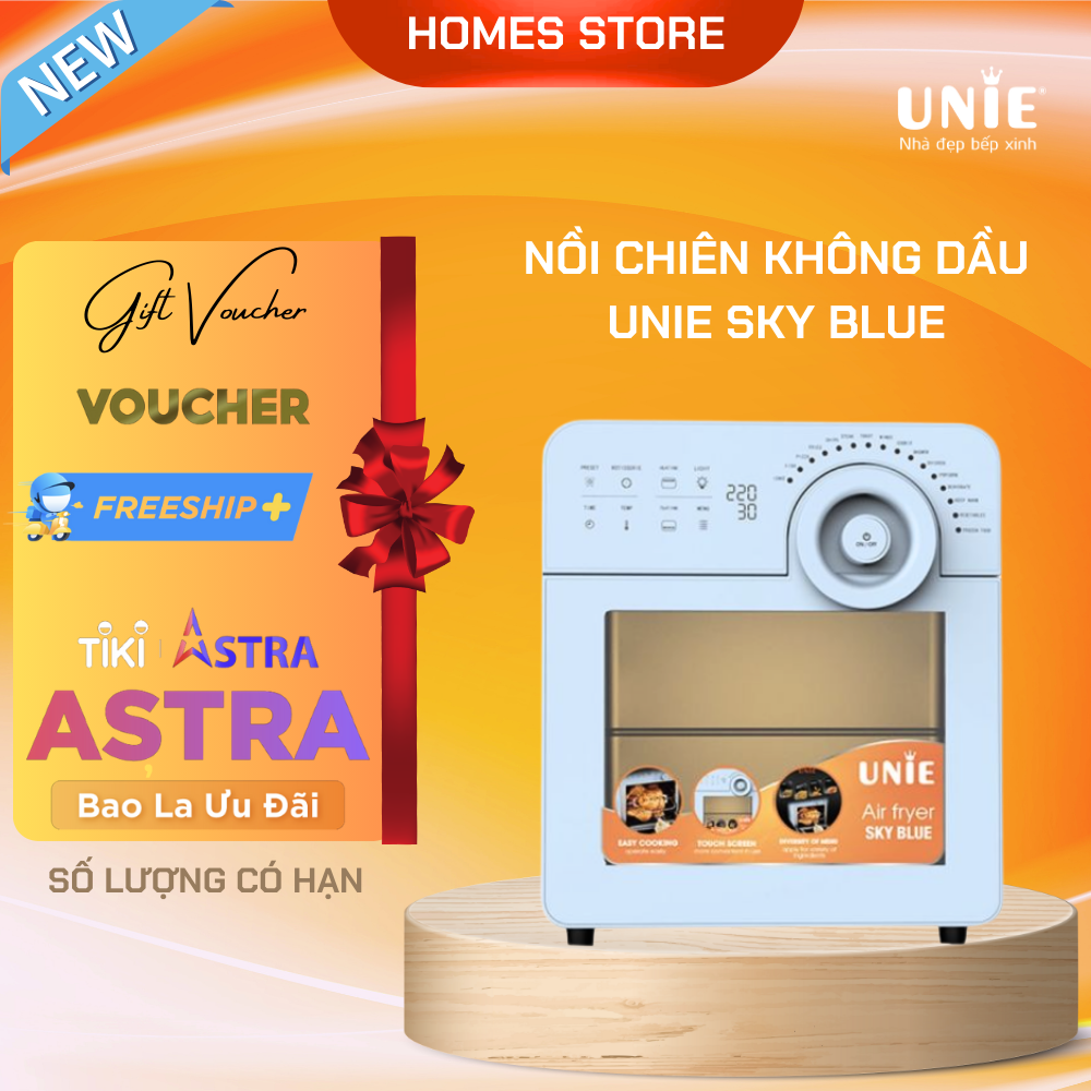 Nồi Chiên Không Dầu Unie Sky Blue Tiêu Chuẩn Đức 17 Chương Trình 14.5 Lít - Hàng Chính Hãng