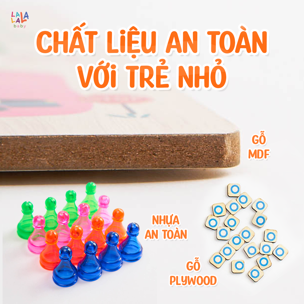 Đồ chơi cờ Lala Boardgame 2in1 - Bộ cờ gỗ 2 mặt cờ caro và cờ cá ngựa - Lalala baby