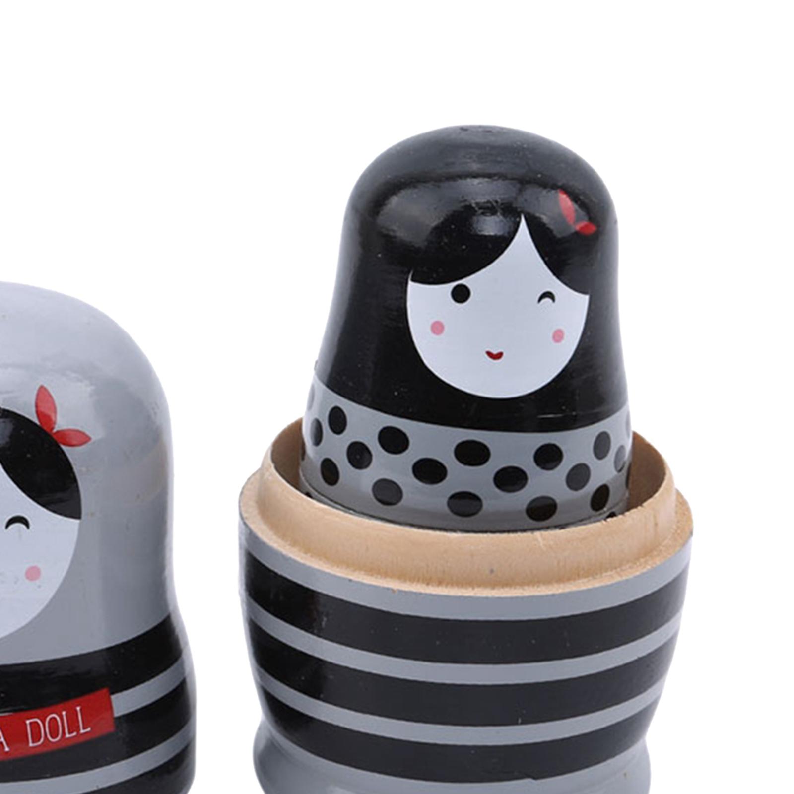 Cute Set of 5Pcs Wooden Nesting Dolls Matryoshka Christmas Russian Toy Girl