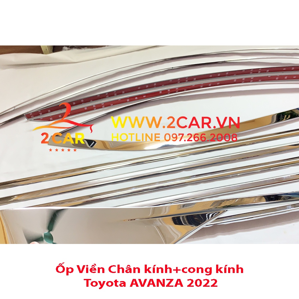 Nẹp viền chân kính, cong kính xe TOYOTA AVANZA 2022 2023 chất liệu inox 304 sáng bóng