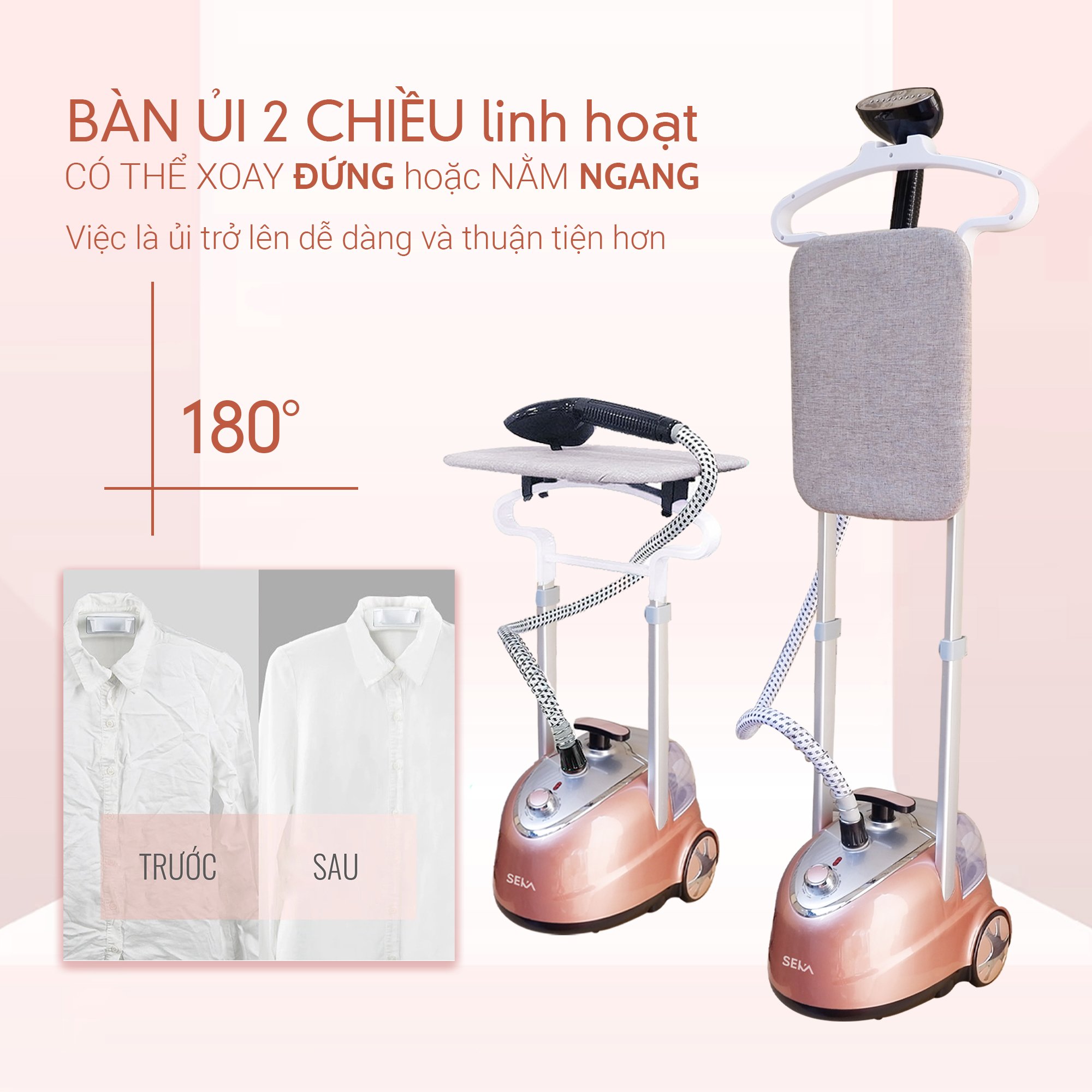 Bàn Là Cây Hơi Nước SEKA SK479 Kèm Bàn Ủi Công Suất 2000W Dễ Dàng Sử Dụng, Phù Hợp Nhiều Loại Vải- Hàng Chính Hãng