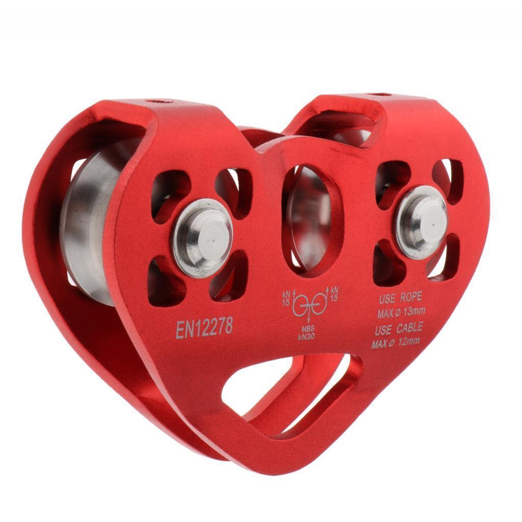 30KN Climbing Dual Pulley Trolley Screw Lock Carabiner for Camping Rock Outdoor