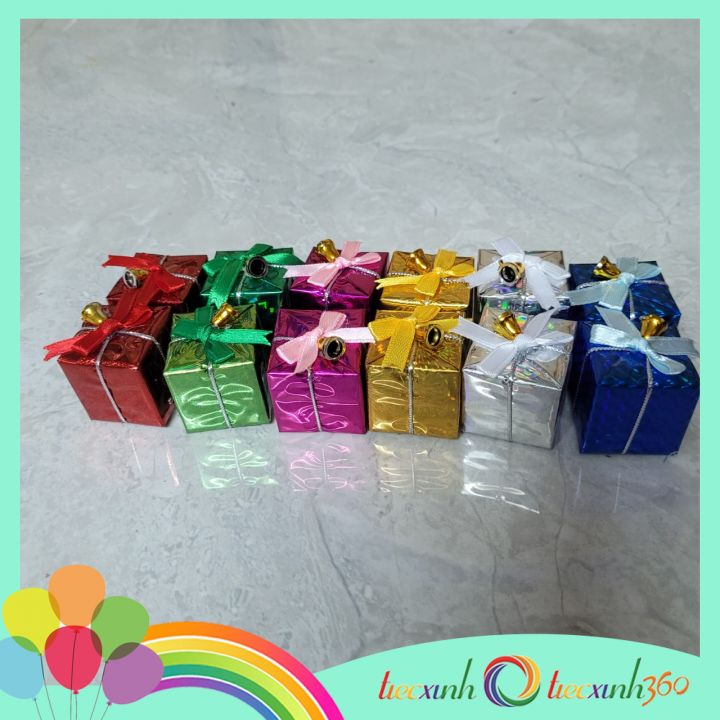 Set 12 hộp quà mini treo trang trí cây thông Noel