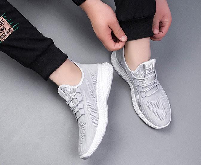 Giày Thể Thao Sneaker Cho Nam, Giày Chạy, Buộc Dây, Kiểu Dáng Đơn Giản, Nhẹ, Mặt Lưới, Lót Thoáng Khí G161