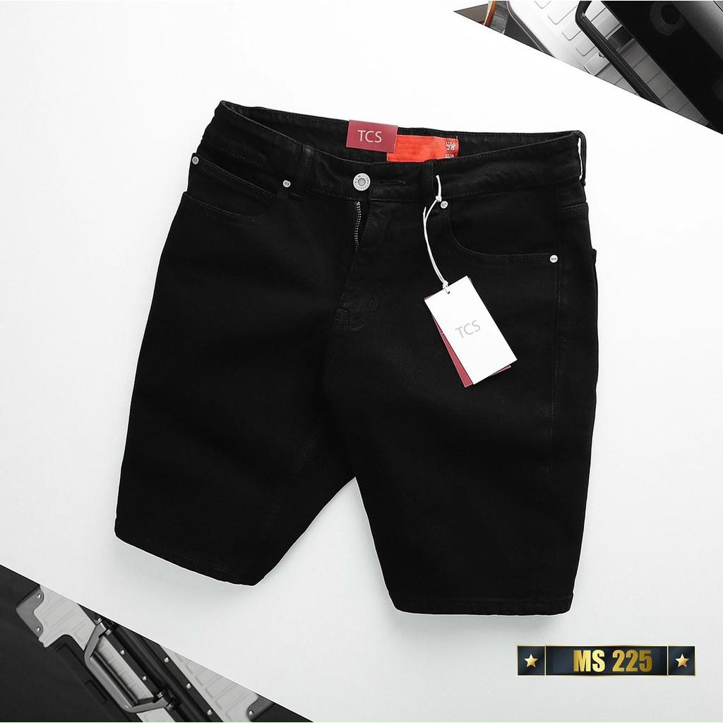 quần short nam jean trơn basic hai màu cơ bàn xám-đen vải jean co giãn dày hàng chất lượng