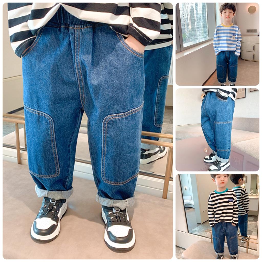 QJ45 Size90-130 Quần jean thụng ngố bé trai Thời trang trẻ Em hàng quảng châu